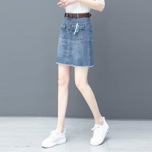 Sexy Women Denim Mini Skirt Fashion Summer High Waist Korean Style Women Blue Wrap Jeans Skirt Plus Size Short Skirts Womens