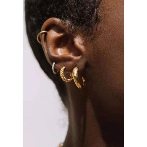 Ox horn half moon hoop earring for women stainless steel open ended C hoop earring dainty elegant minimalist fashion jewelry