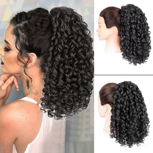 Drawstring Puff Ponytail Afro Kinky Curly Hair Extension Synthetic Clip in Pony Tail African American Hair Extension