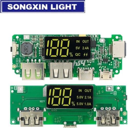 LED Dual USB 5V 2.4A Micro/Type-C USB Mobile Power Bank 18650 Charging Module Lithium Battery Charger Board Circuit Protection