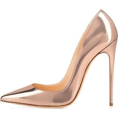 Dress Women Pumps Nightclub Patent Leather Slip On 12CM Thin High Heels Pointed Toe Sexy Party Wedding Shallow shoes for woman