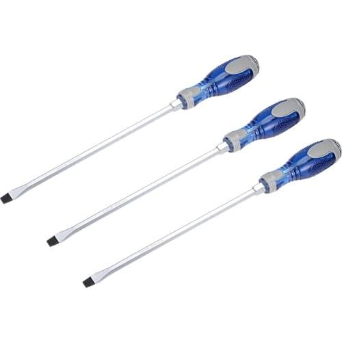 Uxcell 3 Pcs Slotted Magnetic Impact Screwdriver Hex Shaft Non Slip Blue+Gray Handle with Strike Cap for DIY Hand-Making