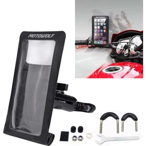 Waterproof Bicycle Bar Mirror Bag Mobile Phone Bag Cycling 6.0 Inch Touch Screen Motorcycle MTB Bike Mount for iPhone Samsung