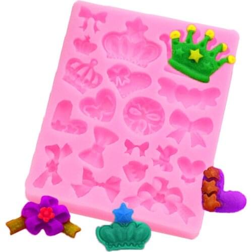 High Quality Fondant Silicone Mold Bowknot Crown Love Chocolate Cake Decoration Tool DIY Kitchen Baking Can Be Used In The Oven