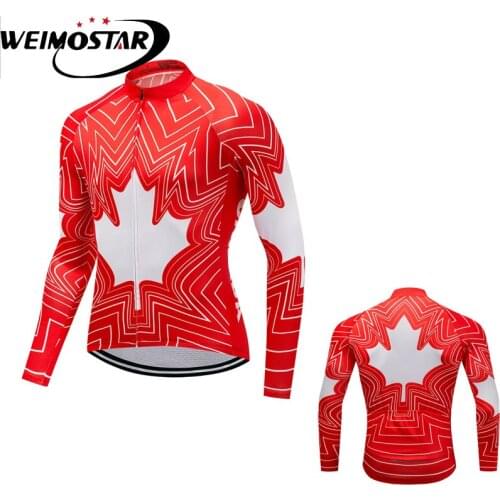 Weimostar Canada Autumn Long Sleeve Cycling Jersey mtb Bike Jersey Breathable Bicycle Wear Road Cycling Clothes Ropa Ciclismo