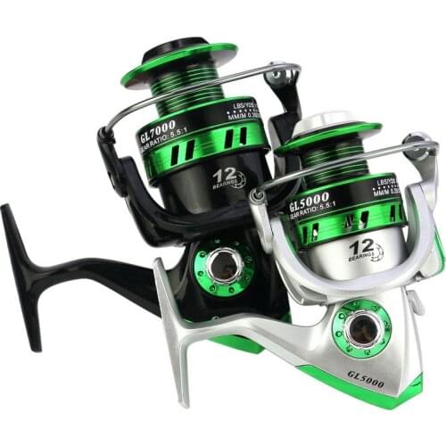 Weimostar Fishing Wheel 12BB Left/Right Interchangeable Fishing Reel 5.5:1 High Speed Metal Spool Plastic Body 2 Color