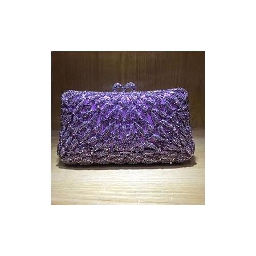 Women purple Crystal Purse for prom crossbody bags green banquet Evening Minaudiere Bags Wedding wallet Party Cocktail Handbag