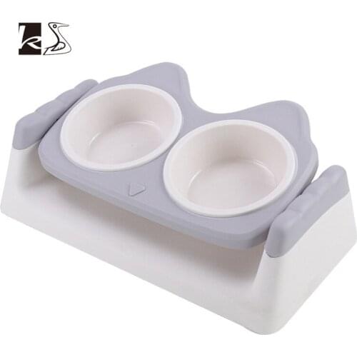 Pet Supplies Double Color Angle Adjustable Cat Bowl Dog Bowl Pet Detachable Double Bowl Lovely Neck Protect Bowl for Cat and Dog