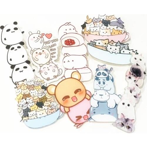 1PCS Cat Dog Panda Icon Brooch Acrylic Animals Kawaii Badges Good Quality Pin For Kids Party Gifts Decoration On Bag Hat