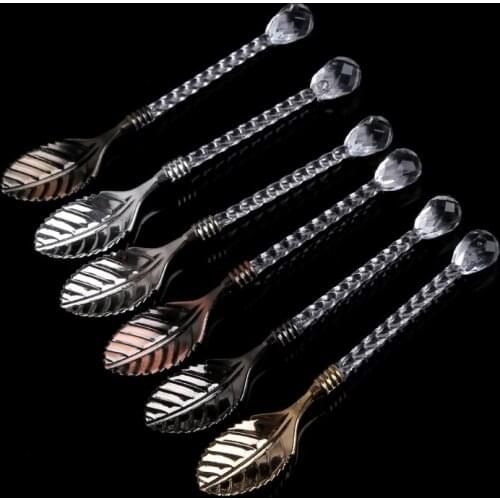 6 Pcs Vintage Coffee Spoon Dessert Cake Ice Cream Tea Scoop Carved Mini Hot Spoons Home