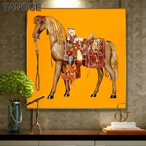 Abstract Red Yellow War Horse Canvas Painting Animal Lamp Print and Poster for Living Room Pop Saudi Arabia Wall Art Home Decor