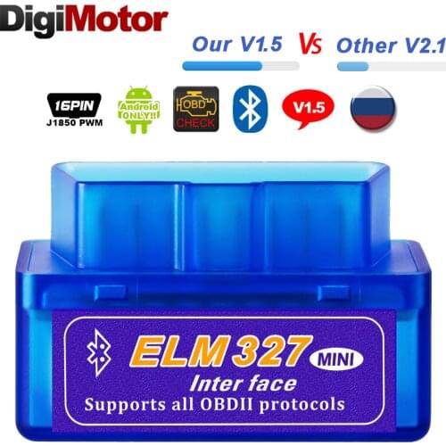 ELM327 V1.5 ELM327 Bluetooth-compatible OBD2 Scanner Android Car Auto Diagnostic Tool Automotive OBD 2 OBDII Scaner Better V2.1