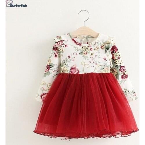 EMS DHL Free shipping Baby Girls Children Spring Autumn Floral tutu dress Bow Kid Dress Casual Wear 3 Colors Princess dress