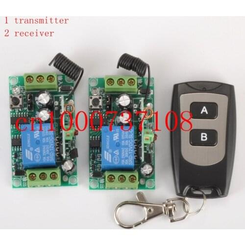 Free shipping 12V 1ch rf Wireless Remote Control light/door Switch System 2 Receiver and 1 Transmitter relay 315/433mhz z-wave