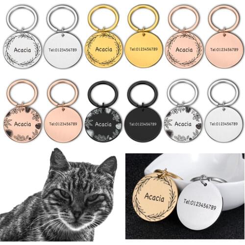 Custom Dog Tags Engraved Pet ID Cat Tag Name Tags Stainless Steel Dog Tag Personalized Dog Collar Tag