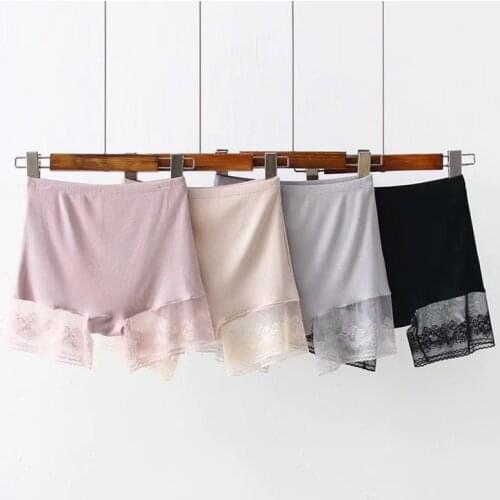 BS96 Summer Under Skirt Female Plus Size Safety Shorts Ice Silk High Waist Girls Underwear High Elasticity Lace Safety Pants