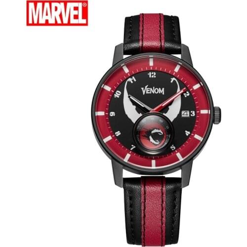 Disney Original Marvel The Avengers VENOM SPIDER MAN Quartz Watch Leather Calendar Luminous 50M Waterproof New relogio masculino
