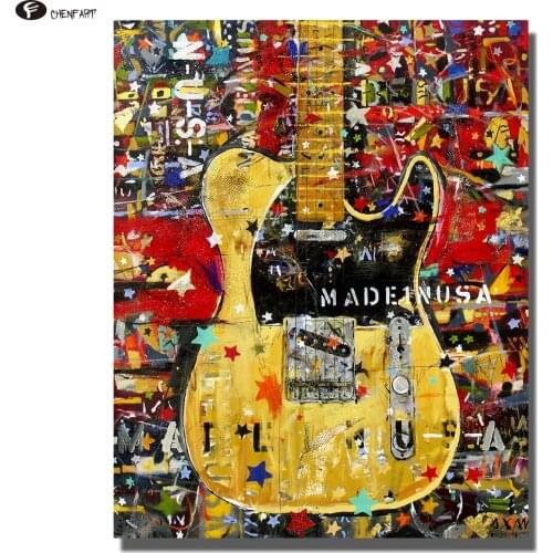 CHENFART Wall Pictures Canvas Art Print Poster Guitar Oil Painting Decorative Pictures for bathRooms no Frame