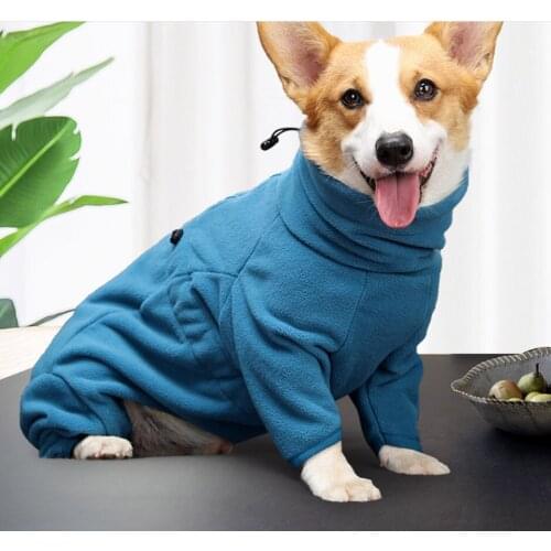 Fleece Dog Clothes Winter Thick Warm Dog Coat for Small Medium Large Dogs Adjustable Pet Hoodies Male/Female Overalls for Corgi