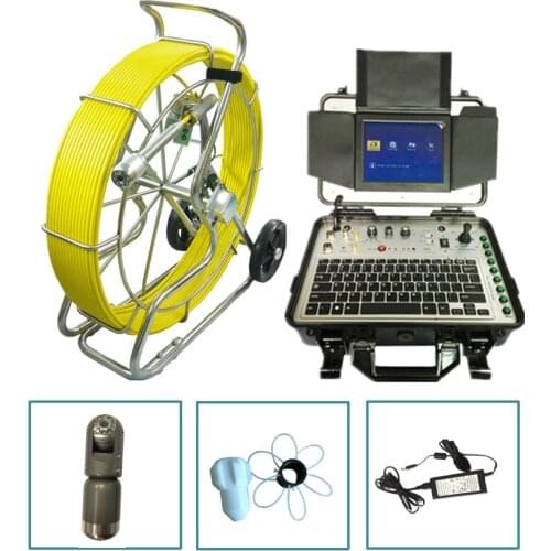 50mm sewer pipe inspection camera waterproof IP68 cctv camera 80m 9mm Fiberglass cable Underground Borescope Pan Tilt Camera