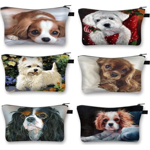 Cavalier King Charles Spaniel Printed Cosmetic Bag Travel Portable Fashion Girl Cosmetic Case Ladies Shopping Coin Purse