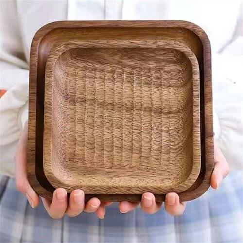 Square Shape Wooden Pan Plate Fruit Dishes Saucer Tea Tray Dessert Dinner Bread Wood Food Candy Plate Dish