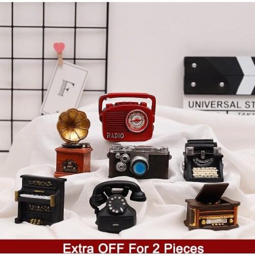 Retro Mini Ornaments Home Decoration Accessories Tiny Vintage Piano Typewriter Phonograph Radio Telephone Small Retro Furniture