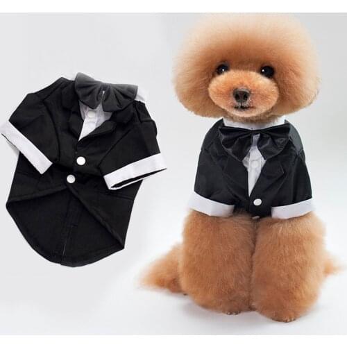 Male Dog Clothes Boy Dog Suit Tuxedo Coat Jacket Puppy Pet Wedding Dress Small Dog Chihuahua Costume Black Pet Party Apparel