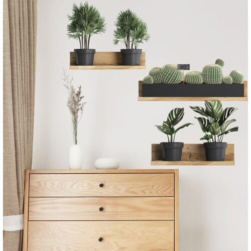 Wall shelf green plant sticker background wall decoration living room bedroom study wall sticker