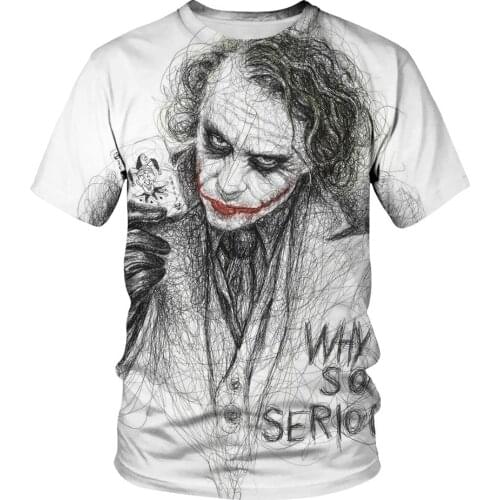 Thriller Horror Movie IT Clown Joker 3D Print Mens T-shirts Men Summer Personality T Shirt Streetwear Casual T Shirt Tee