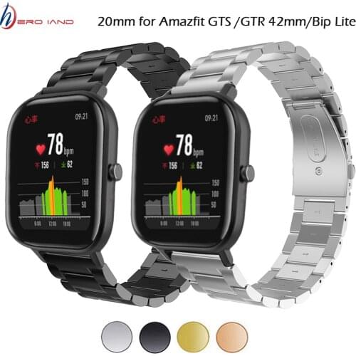 New Metal Strap For Xiaomi Huami Amazfit GTS Watch Stainless steel Bracelet Wrist Band for Amazfit GTR 42mm / Bip lite Watchband