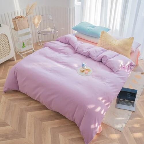 Solid Color Bedding Sets Purple Quilt Cover Pillowcase Bed Flat Sheets Modern Duvet Cover Sets Twin Full Single Girls Bedclothes
