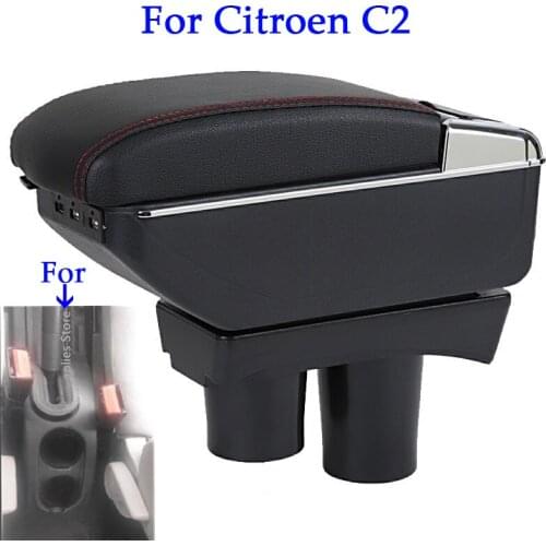 For Citroen C2 armrest box accessories car retrofit parts storage interior easy install cup holder ashtray modification box USB
