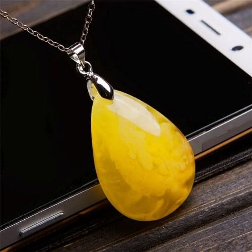 Natural Yellow Stone Crystal Bead Pendant 34*24*9mm New Arrival Fashion Pendant For Jewelry Making Water Drop Shaped Charm