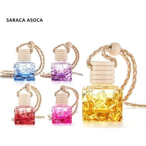 10ML Water Cube Car Accessories Perfume Bottle Empty Glass Hanging Perfume Car Bottles 30pcs/lot
