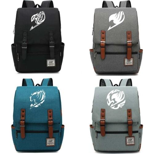 Fashion Anime Cartoon Fairy Tail Buckle Children School bag Teenagers Student Schoolbags Women Bagpack Men Backpack