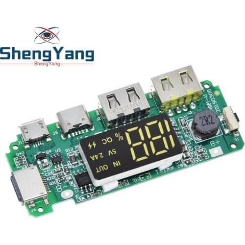 LED Dual USB 5V 2.4A Micro/Type-C USB Mobile Power Bank 18650 Charging Module Lithium Battery Charger Board Circuit Protection