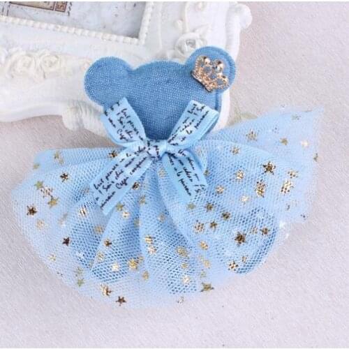 2017 New Fashion Jean Veil Crown Bear Cartoon Hairpins Handmade Blue Denim Hair Clips Hairgrips Girls Barrettes Hair Accessories