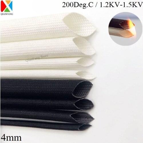 ID 4mm Fiberglass Cable Sleeve Insulation Soft Braided Chemical Fiber Glass Tube High Temperature Pipe Wire Wrap Protector 1M