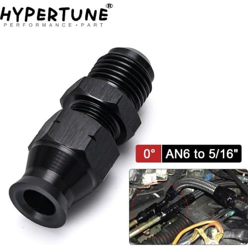 1 Piece Straight 6AN Male Flare to 5/16" (OD 8mm) Tube Hose Fitting Adapter Fuel Hard Line Pipe Aluminum Black Anodized