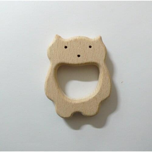 10PCS Bear Handmade Natural Newborn Beech Wooden Teether Toys