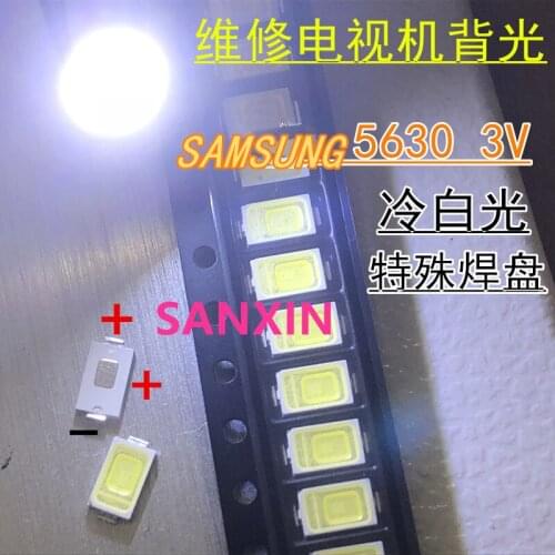 100PCS SAMSUNG 5630 3V 150MA 0.5W TV LCD Cool white LCD Backlight for TV NEW LED samsung led 2D