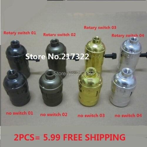 2pcs/lot Factory price vintage E27 aluminum lamp holder socket without switch brass/gold/silver/black DIY lighting fitting new