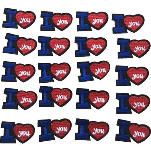 20pcs Embroideried I LOVE you Patch for clothes Letters Heart Embroidery Appliques DIY Decoration