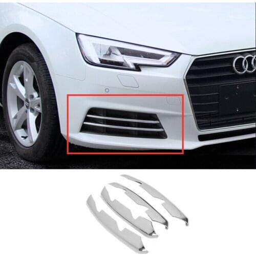 For Audi A4 b9 2016 2017 Accessories Car front fog lamp light strip Frame Cover trim Panel Sequins ABS Chrome mirror 4pcs