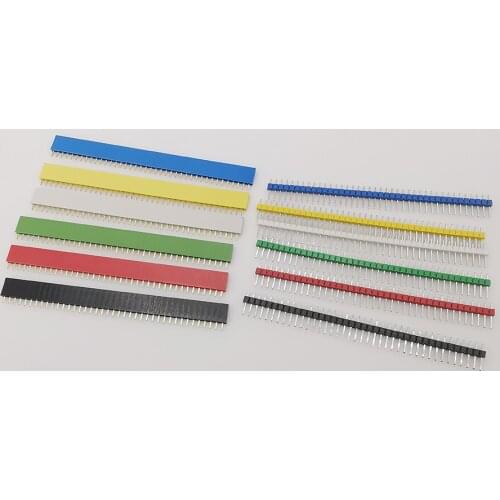 40Pin 2.54mm Pitch Single Row Male Plug Female Socket PCB Board Pin Header Connector Strip Pinheader 1x40Pin 2.54mm for Arduino