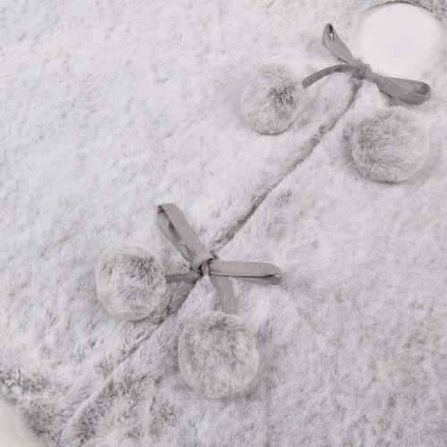 48 Inch silvey Christmas tree Plush Skirt with ball Decor for Merry Christmas Party Faux Fur Christmas Tree Skirt Decorations