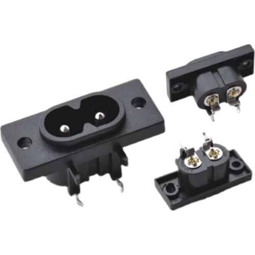 5Pcs/lot IEC320 C7 Socket 2Pins Power socket Screw Type IEC320 90degree with Fixed with screw holes AC 250V 2.5A