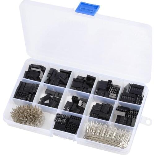 620pcs Male Female Pins Dupont Connector Kit Connector Housing Wire Crimper Pins, Packed in Plastic Box