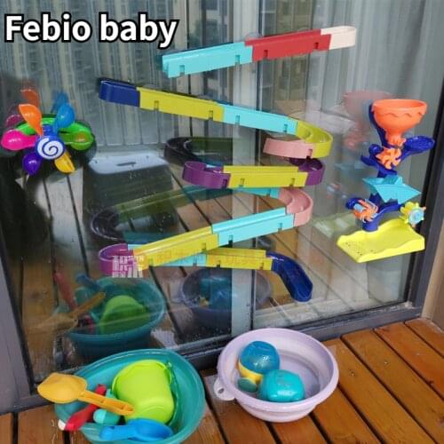 66pcs New Childrens Bathroom Toy Ball Bath Track Slide Music Building Block Wall Assembly DIY Kindergarten Water